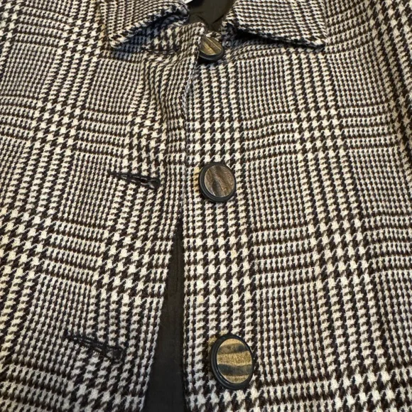 Holt Renfrew Women’s Brown and Cream Plaid Wool Jacket | EUC | Size 14 or Large - Picture 3 of 7